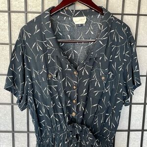 Wide-leg Jump Suit in Black Print